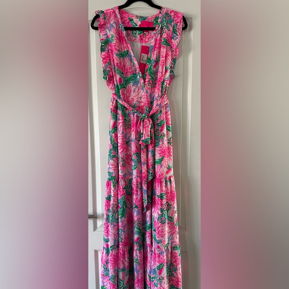 Lilly Pulitzer Destini Maxi dress pink blossom try your zest